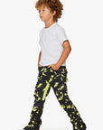 KIDS "COMMANDER" DENIM STACKED NEON SHADOW JEANS