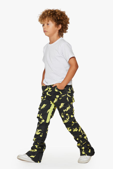 KIDS "COMMANDER" DENIM STACKED NEON SHADOW JEANS