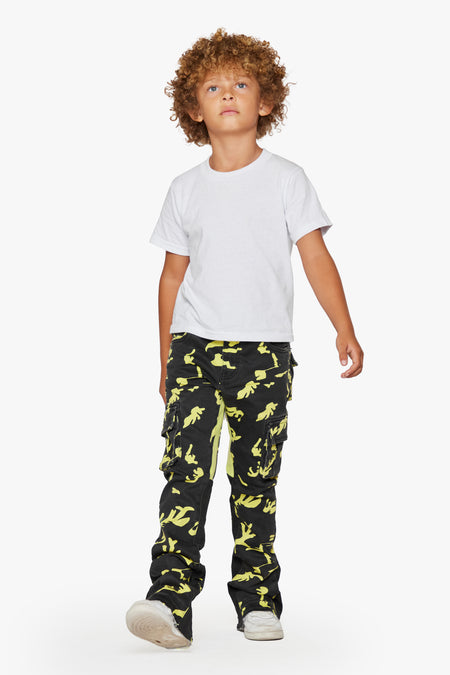 KIDS "COMMANDER" DENIM STACKED NEON SHADOW JEANS