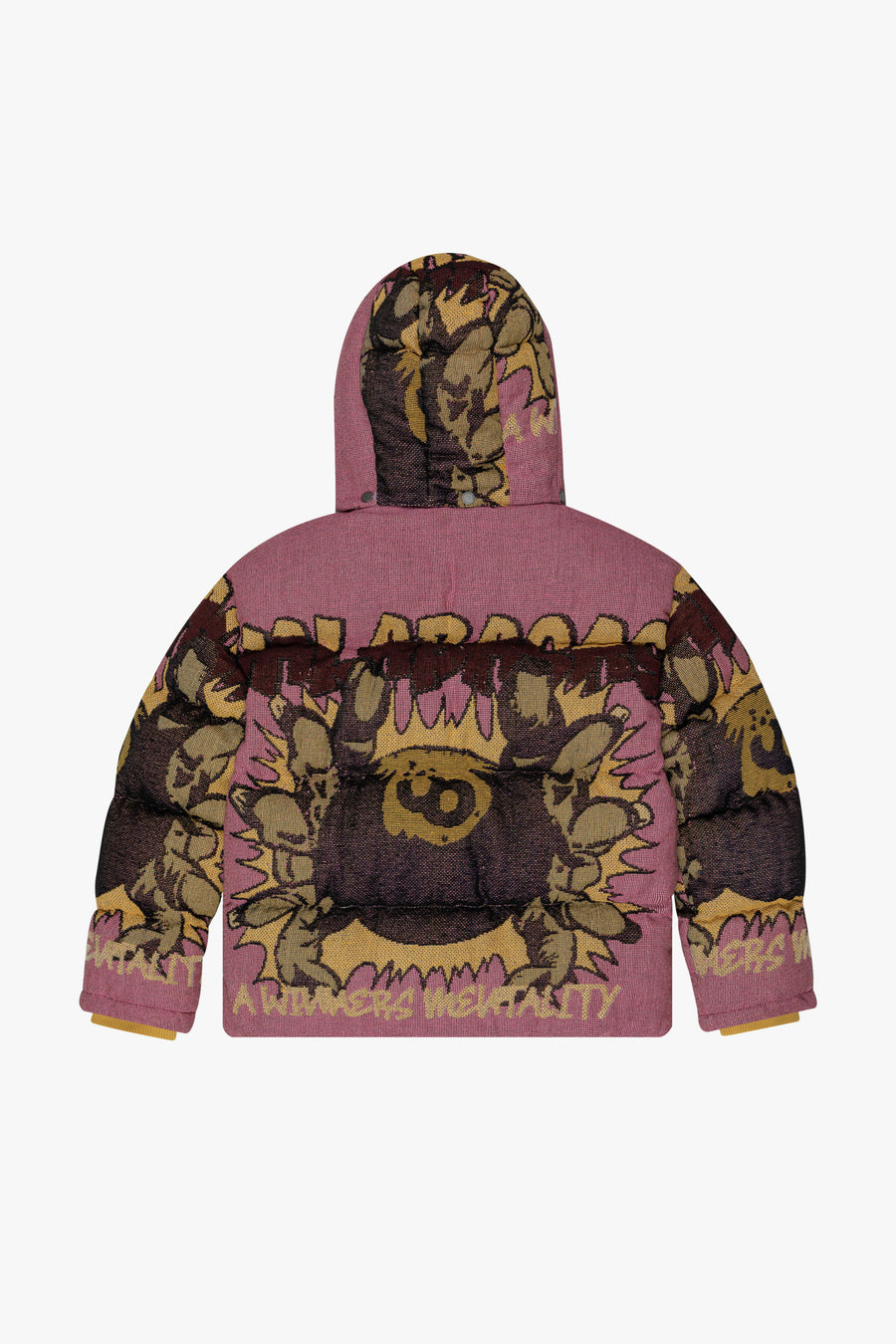 "WINNERS MENTALITY" PINK TAPESTRY PUFFER JACKET