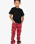 "COMMANDER" KIDS STACKED FLARE "RED BLACK CAMO"