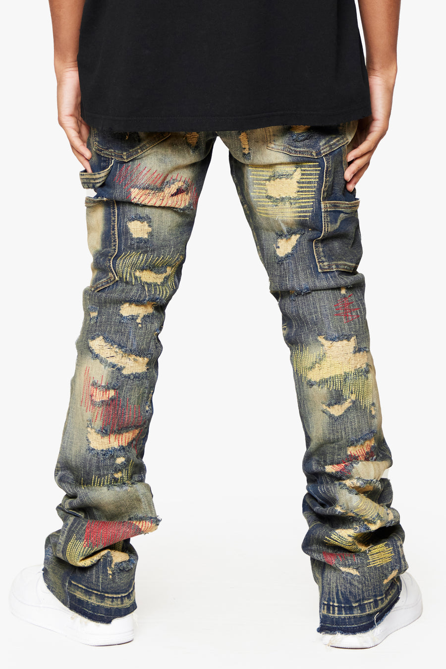 "ZERO” DIRTY VINTAGE WASH STACKED FLARE JEAN