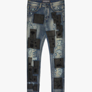 "PANELS"  BLUE BLACK SKINNY DENIM