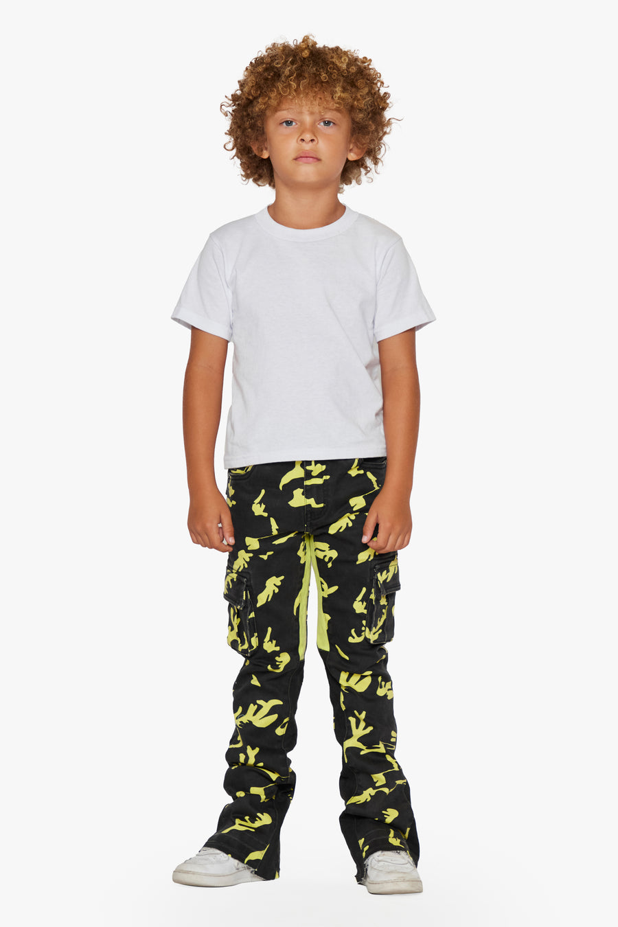 KIDS "COMMANDER" DENIM STACKED NEON SHADOW JEANS