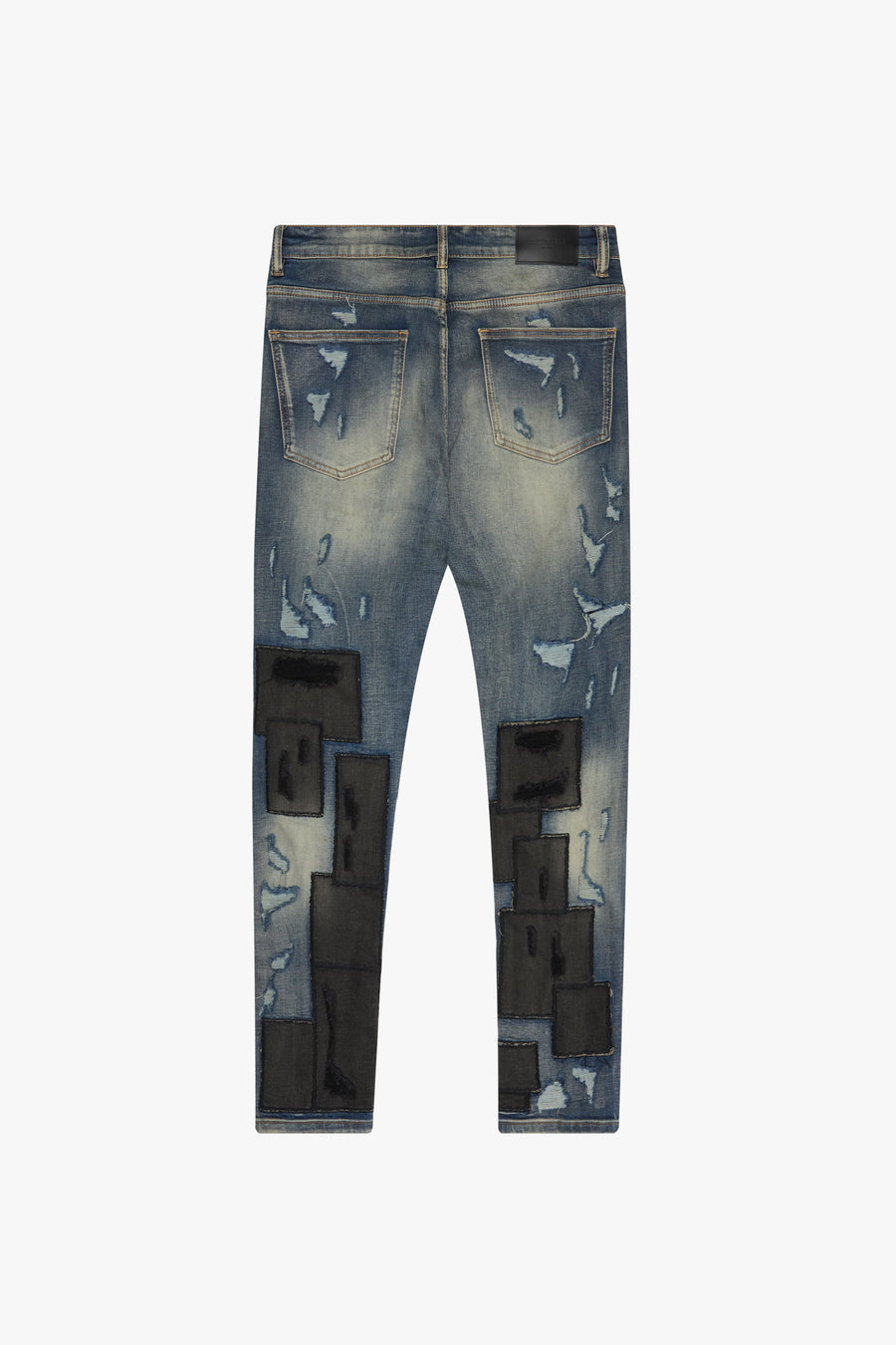 "PANELS"  BLUE BLACK SKINNY DENIM