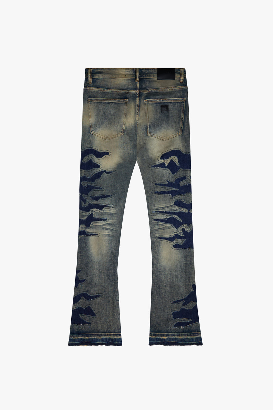 "ABYSS" BLACK X VINTAGE WASH STACKED FLARE DENIM