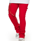 ‚ÄúDAPPER‚Äù RED WASHED STACKED FLARE JEAN