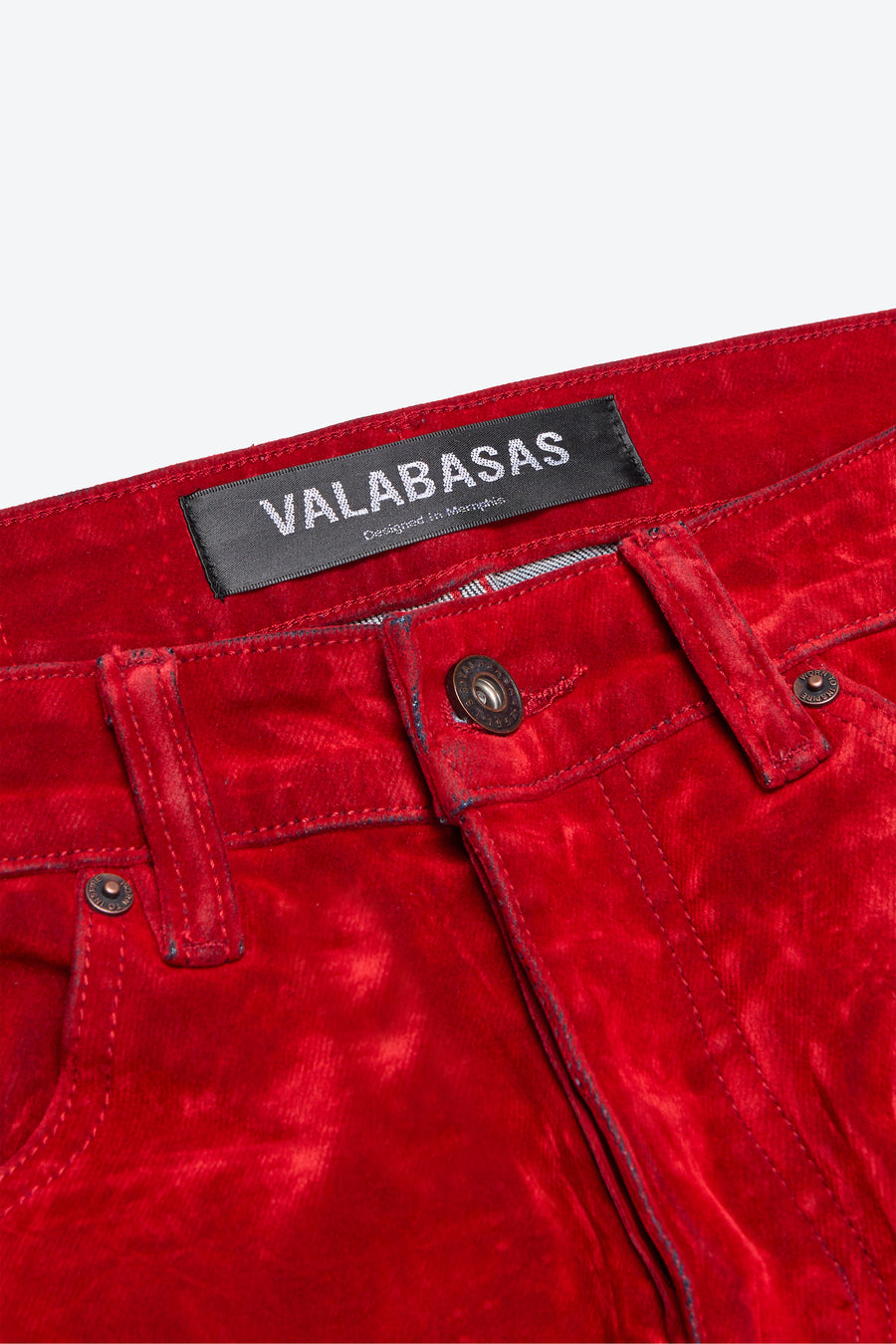 "LUXE" RED SUEDE SKINNY JEAN