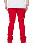 ‚ÄúDAPPER‚Äù RED WASHED STACKED FLARE JEAN