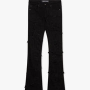 "OBLIVION" BLACK STACKED FLARE JEAN