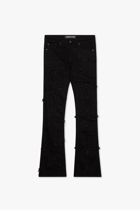 "OBLIVION" BLACK STACKED FLARE JEAN