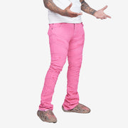 "CASSIUS” PINK STACKED FLARE JEAN