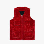 "CHARTREUSE" RED SUEDE VEST