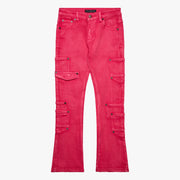 KIDS "POCROS" RED STACKED DENIM