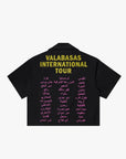 "TOUR" BLACK/YELLOW CROP BUTTON DOWN