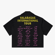 "TOUR" BLACK/YELLOW CROP BUTTON DOWN