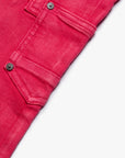 KIDS "POCROS" RED STACKED DENIM