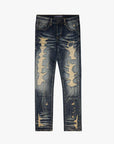 "TEARAWAY" DARK BLUE WASH SKINNY JEAN