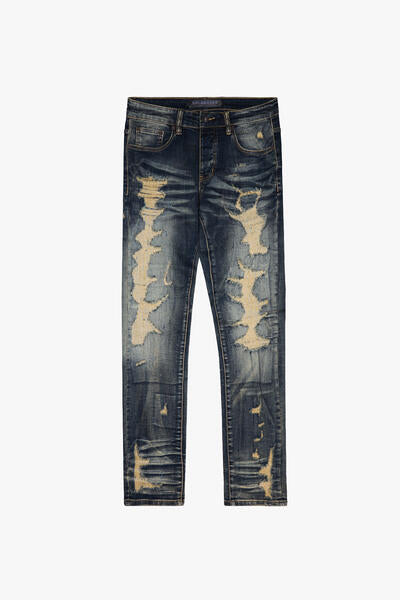 "TEARAWAY" DARK BLUE WASH SKINNY JEAN