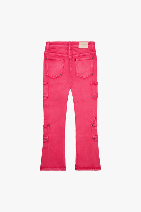 KIDS "POCROS" RED STACKED DENIM