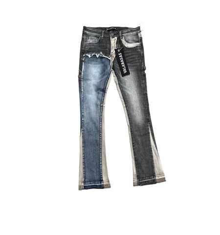 "CHICAGO" SLATE-BLUE STACKED FLARE JEAN