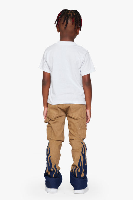 KIDS "FLARE" DENIM STACKED Brown Black