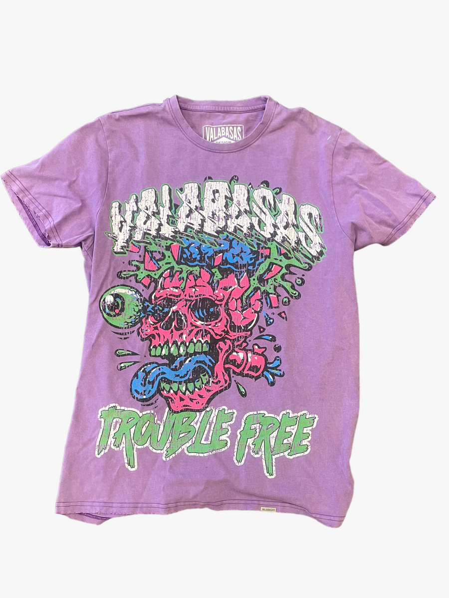 "'TROUBLE FREE" VINTAGE PURPLE TEE