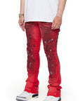 ‚ÄúTENACITY" DIRTY RED WASH STACKED FLARE JEAN