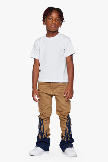 KIDS "FLARE" DENIM STACKED Brown Black