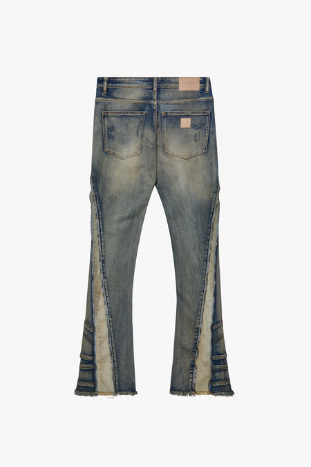 "ADAPT" VINTAGE V LT.BLUE STACKED FLARE JEAN