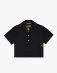 "TOUR" BLACK/YELLOW CROP BUTTON DOWN