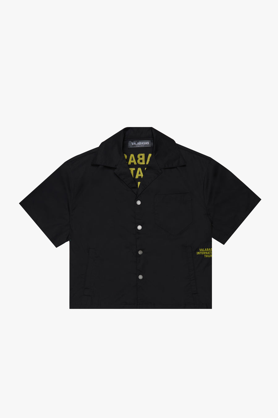 "TOUR" BLACK/YELLOW CROP BUTTON DOWN