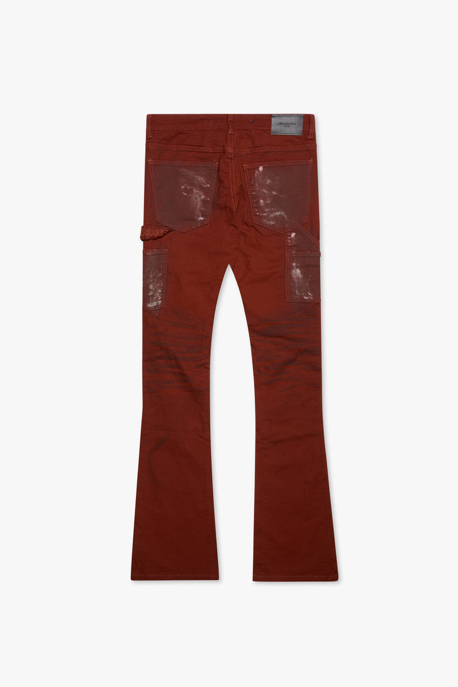 "HOSSAM" DIRTY BROWNISH RED STACKED FLARE JEAN