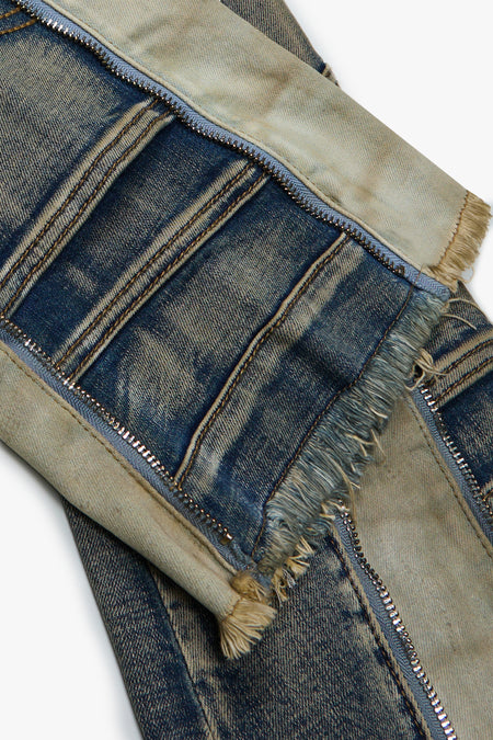 "ADAPT" VINTAGE V LT.BLUE STACKED FLARE JEAN