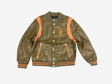 KIDS "UNAVERSITA" OLIVE MOCHA VEGAN LEATHER JACKET