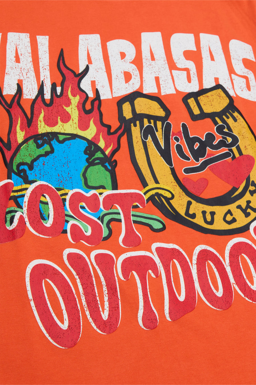 "LUCKY VIBES" VINTAGE FLAME ORANGE TEE