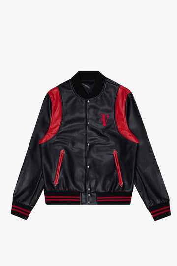 KIDS "UNAVERSITA" JACKET LEATHER BLACK/RED