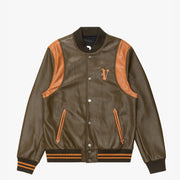 "UNAVERSITA" OLIVE BROWN LEATHER JACKET