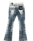 "MR. EMBROIDERY" ARTIC MIDNIGHT STACKED FLARE JEAN