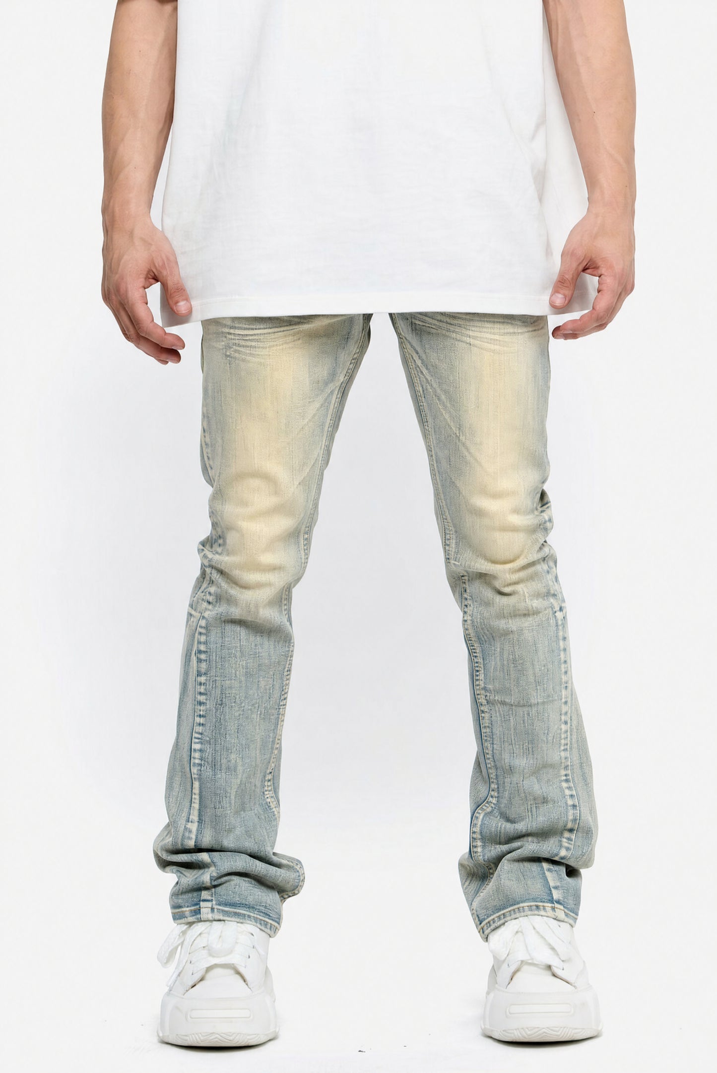 VALABASAS Mr. Stacked Light Vintage Jeans front full-length view