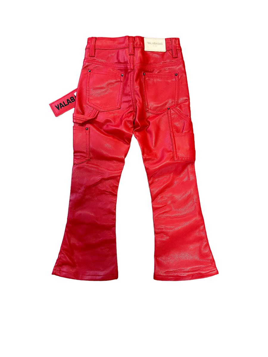 VPLAY KIDS LEATHER JEANS "SUPERIOR WORLD" RED-LEATHER