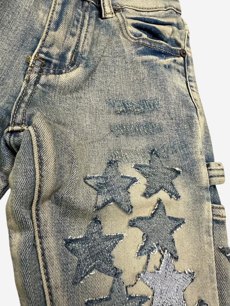 KIDS "VPLAY V-STARS" DENIM STACKED VINTAGE WASH