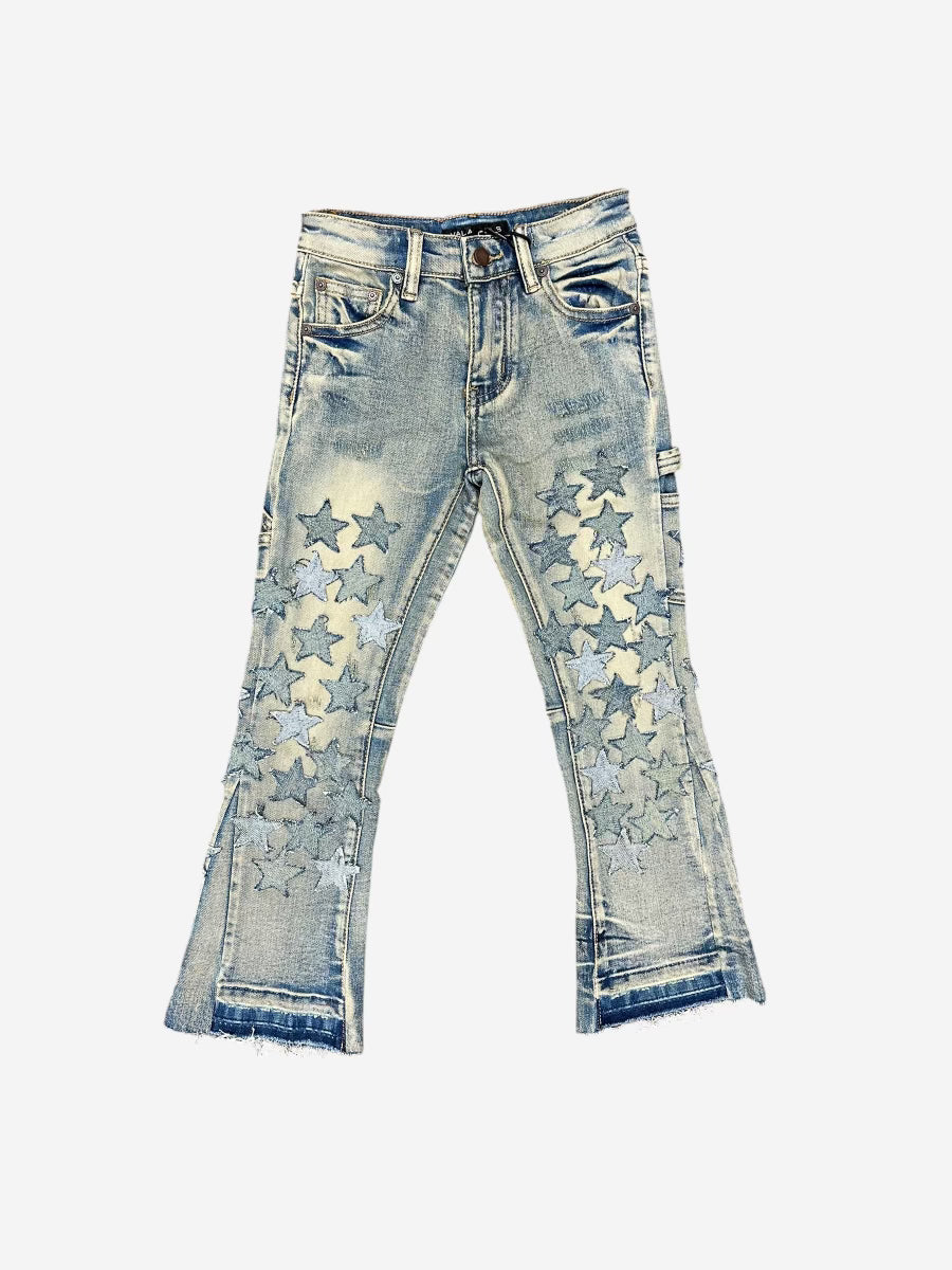 KIDS "VPLAY V-STARS" DENIM STACKED VINTAGE WASH