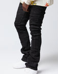 "STREAK" BLACK STACKED FLARE JEAN