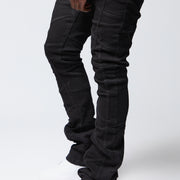 "STREAK" BLACK STACKED FLARE JEAN