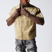 "THE REBEL" KHAKI BUTTON UP