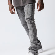 "STREAK" GREY WASH STACKED FLARE JEAN