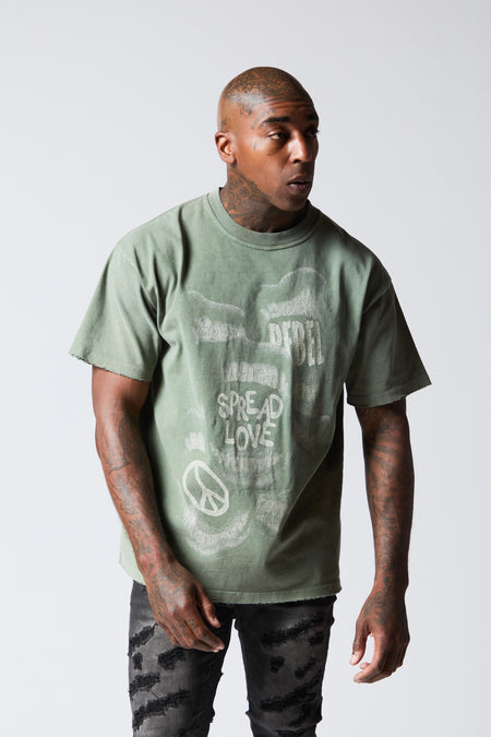 "SCREAM LOUD" VINTAGE OLIVE NEW FIT TEE