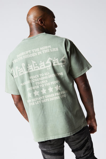 "SCREAM LOUD" VINTAGE OLIVE NEW FIT TEE