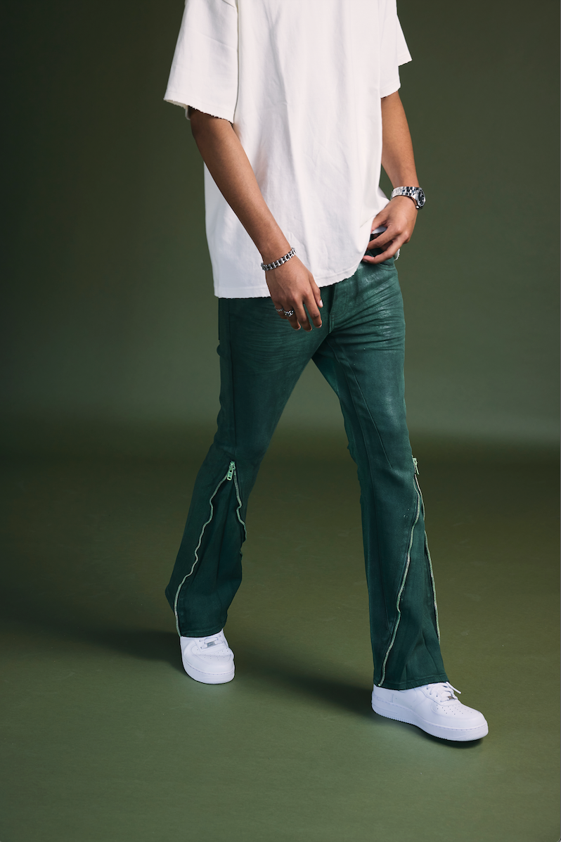 "RUNNER" GREEN SKINNY DENIM